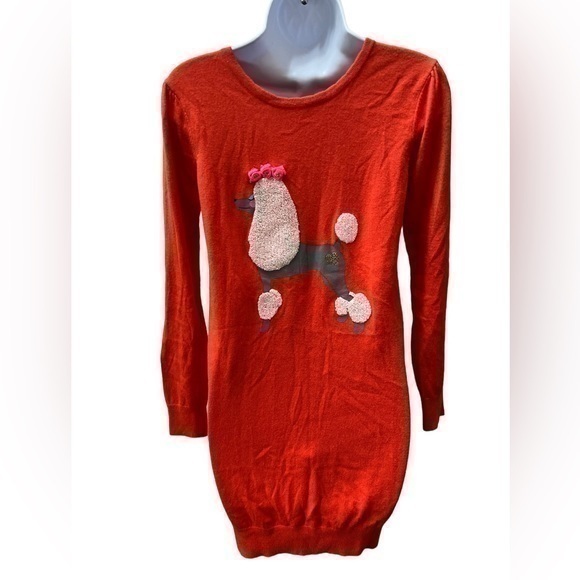 Billieblush Other - Billieblush Poodle Dress Red Knit Girls 12 Doggy Appliqué Long Sleeve Adorable